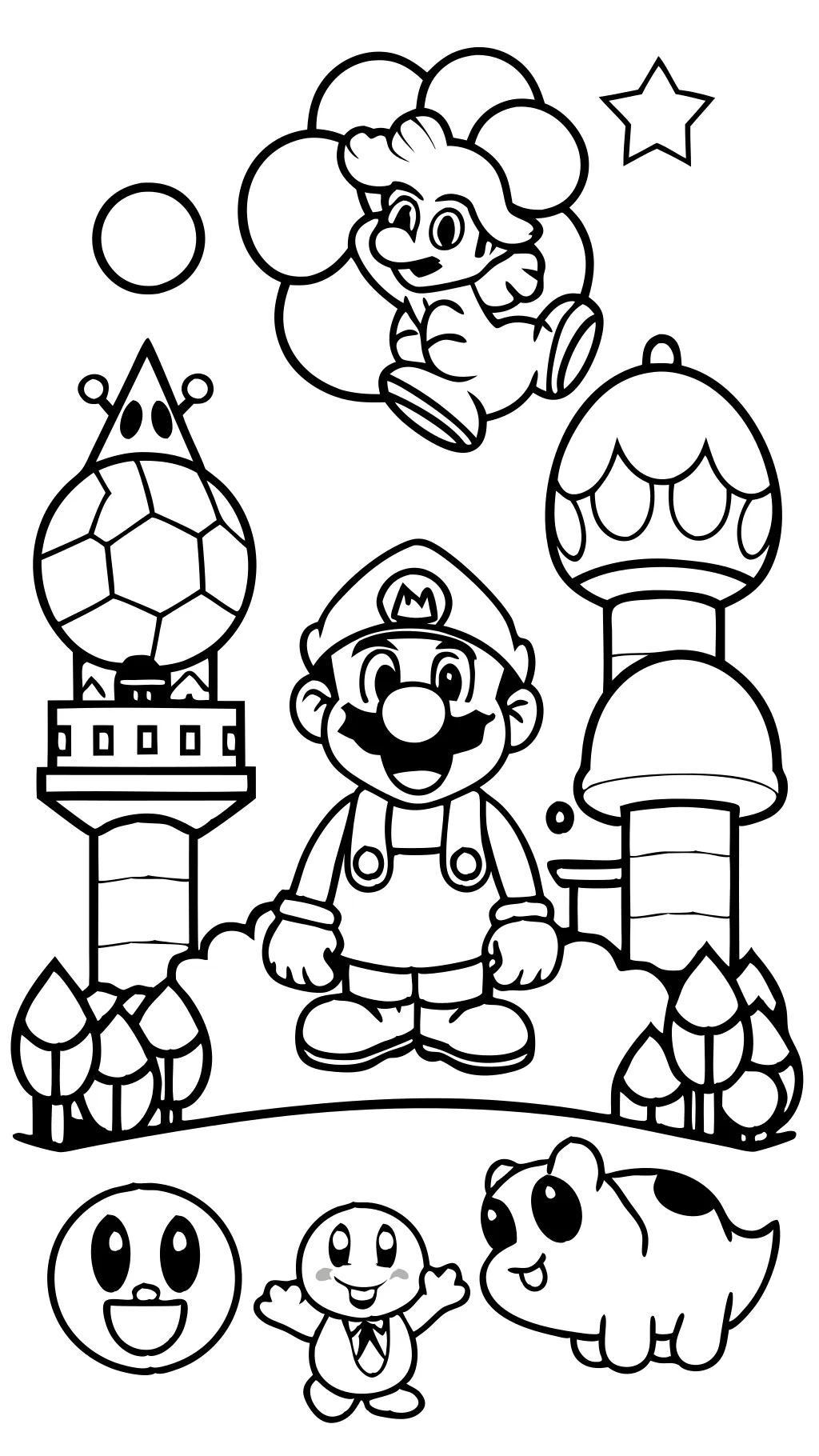 mario characters coloring page